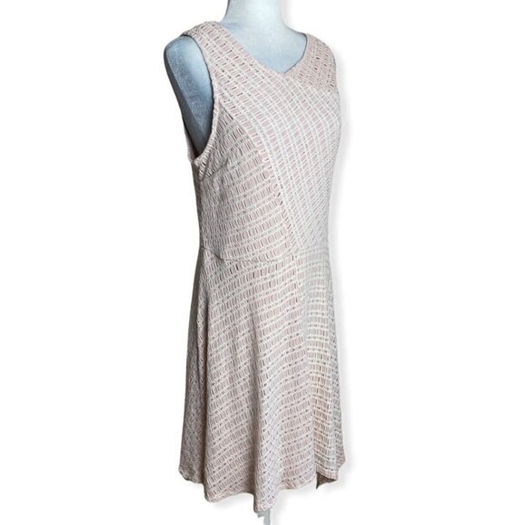 CATO Dress V-Neck Fit-n-Flare Light Pink Cream Asymmetrical Hem Women's Size 14 - Picture 5 of 9